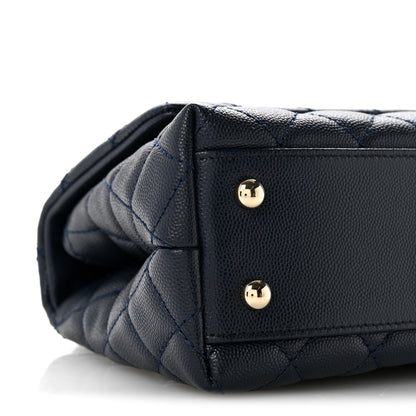 Chanel Caviar Quilted Lizard Embossed Mini Coco Handle Flap Navy Blue 9 of 13