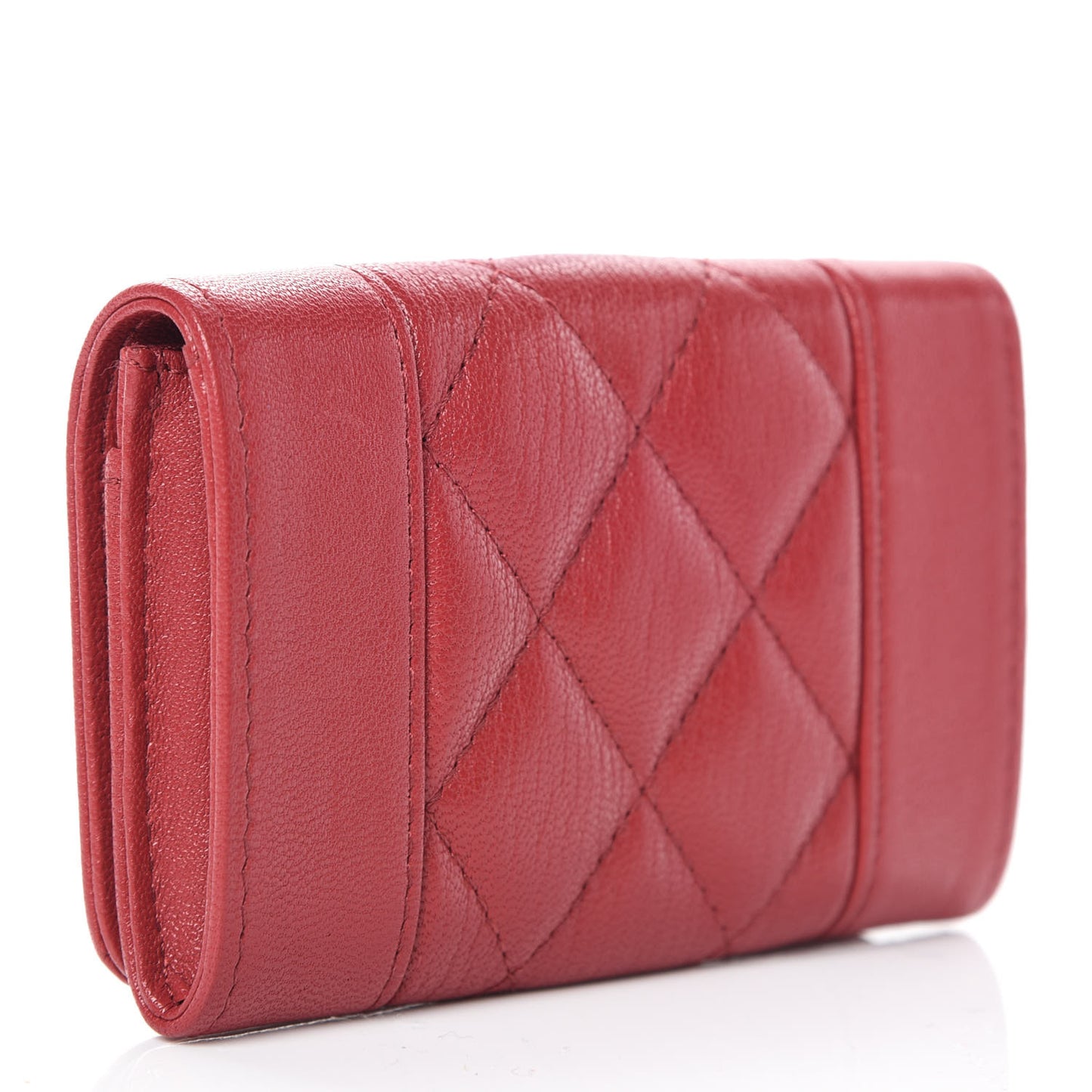 Sheepskin Quilted Vintage Mademoiselle Card Holder Red