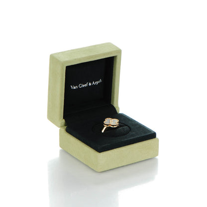 Van Cleef & Arpels 18K Yellow Gold Mother of Pearl Vintage Alhambra Ring 52 6 7 of 7