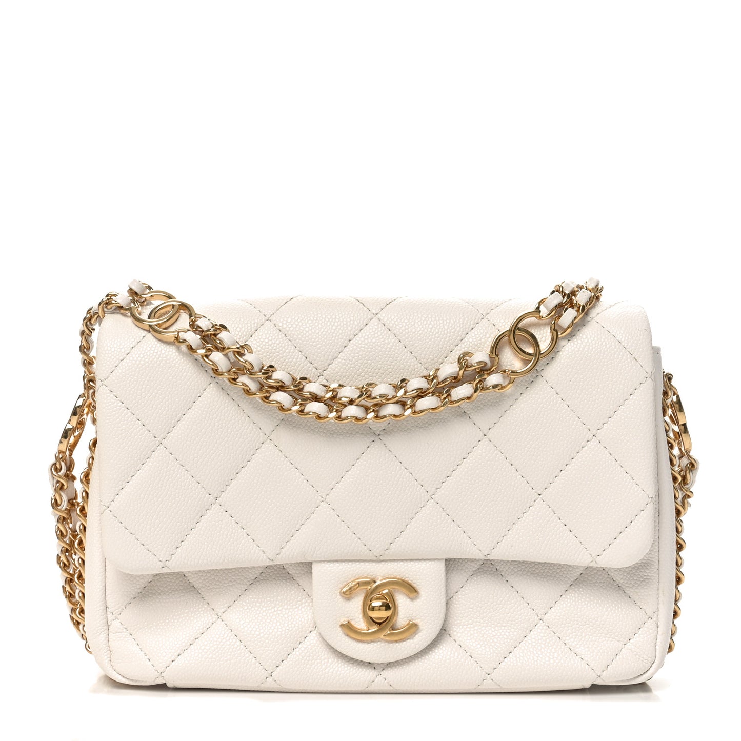 Caviar Quilted Mini CC You Flap White
