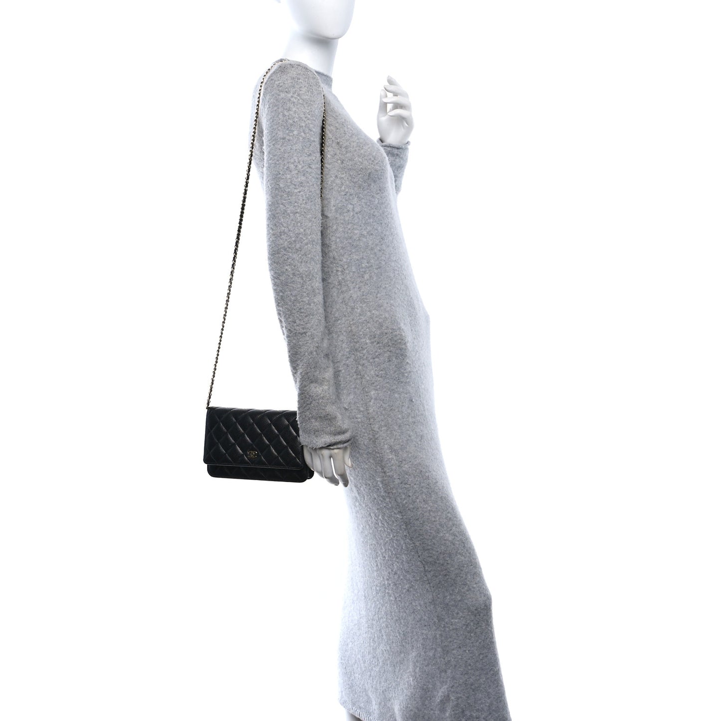 Caviar Quilted Wallet On Chain WOC Black