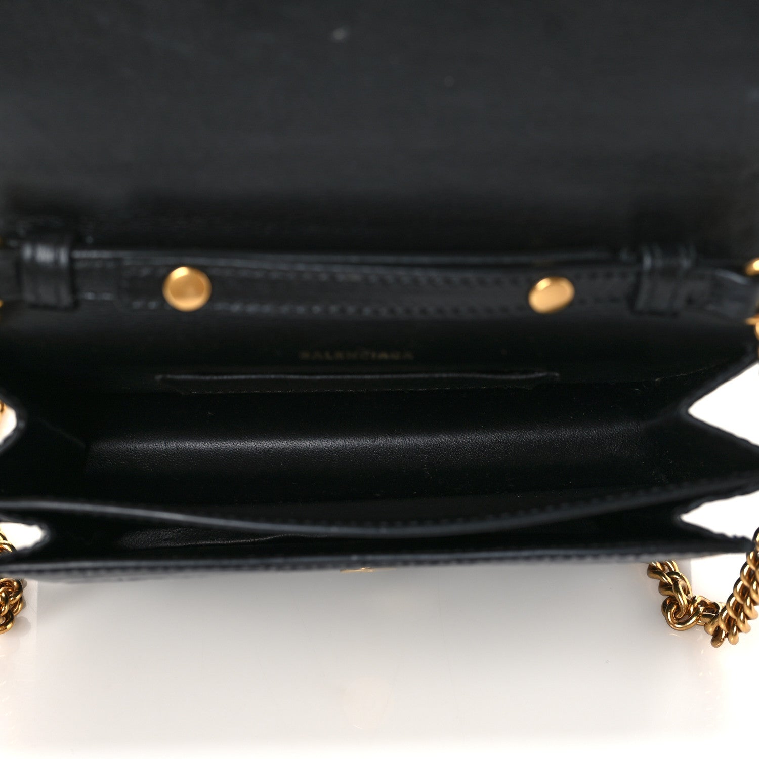 Balenciaga Shiny Calfskin Crocodile Embossed Sharp Crossbody Clutch Black 6 of 11