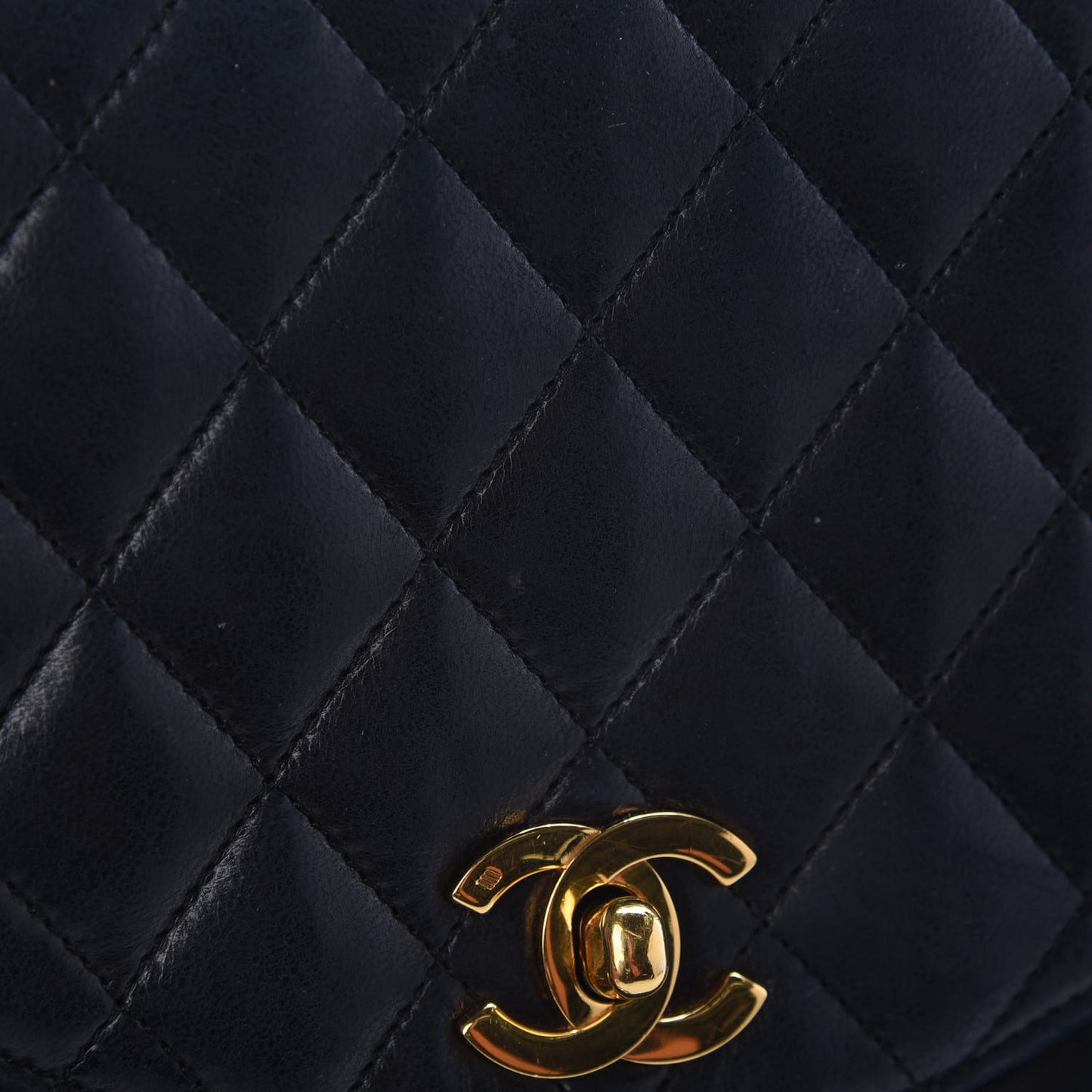 Lambskin Quilted Small Single Flap Black