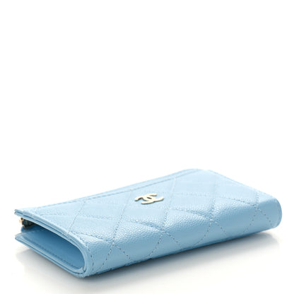 Chanel Caviar Quilted CC Zip Around Card Holder Light Blue 4 of 10