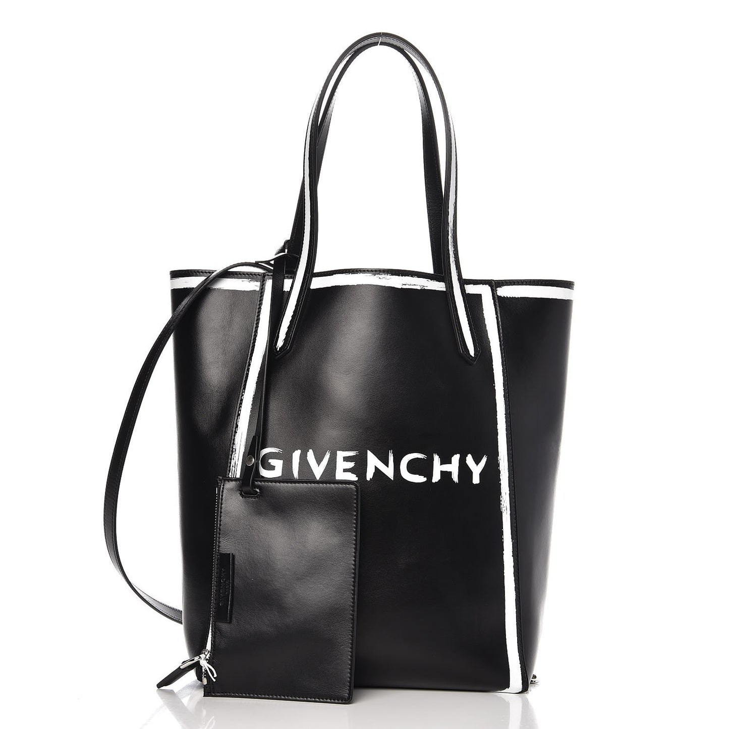 Calfskin Logo Print Medium Stargate Shopper Tote Black