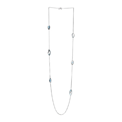 David Yurman Sterling Silver Blue Topaz Hampton Blue Topaz Cable Wrap Station Necklace 3 of 6