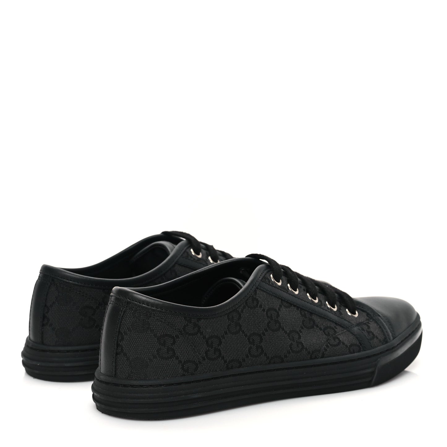 GG Monogram Calfskin Womens Low Top Sneakers 38 Piombo Black