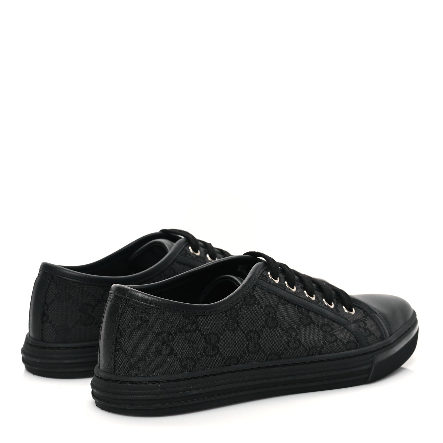 Gucci GG Monogram Calfskin Womens Low Top Sneakers 38 Piombo Black 4 of 9