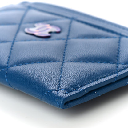Chanel Lambskin Quilted Card Holder Blue Pink 10 of 11