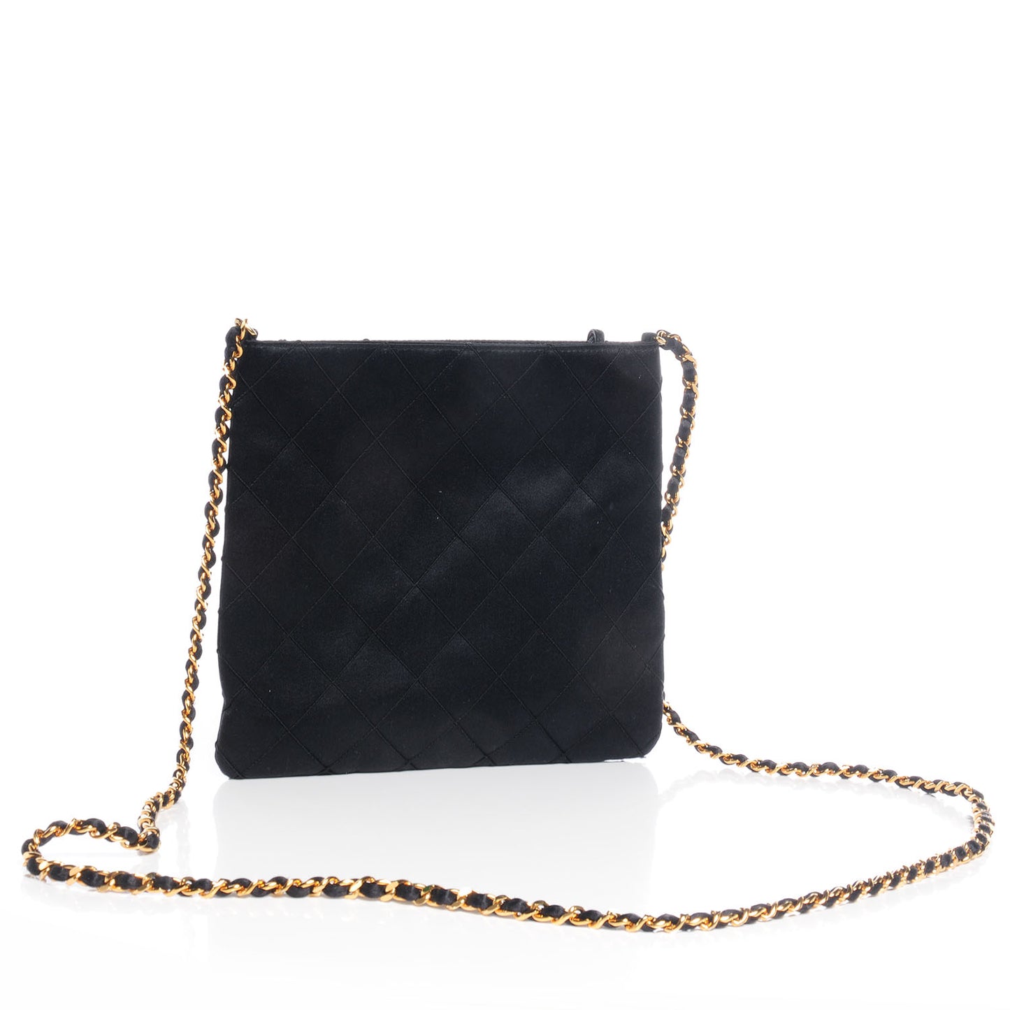 Satin Quilted Tassel Evening Bag Black