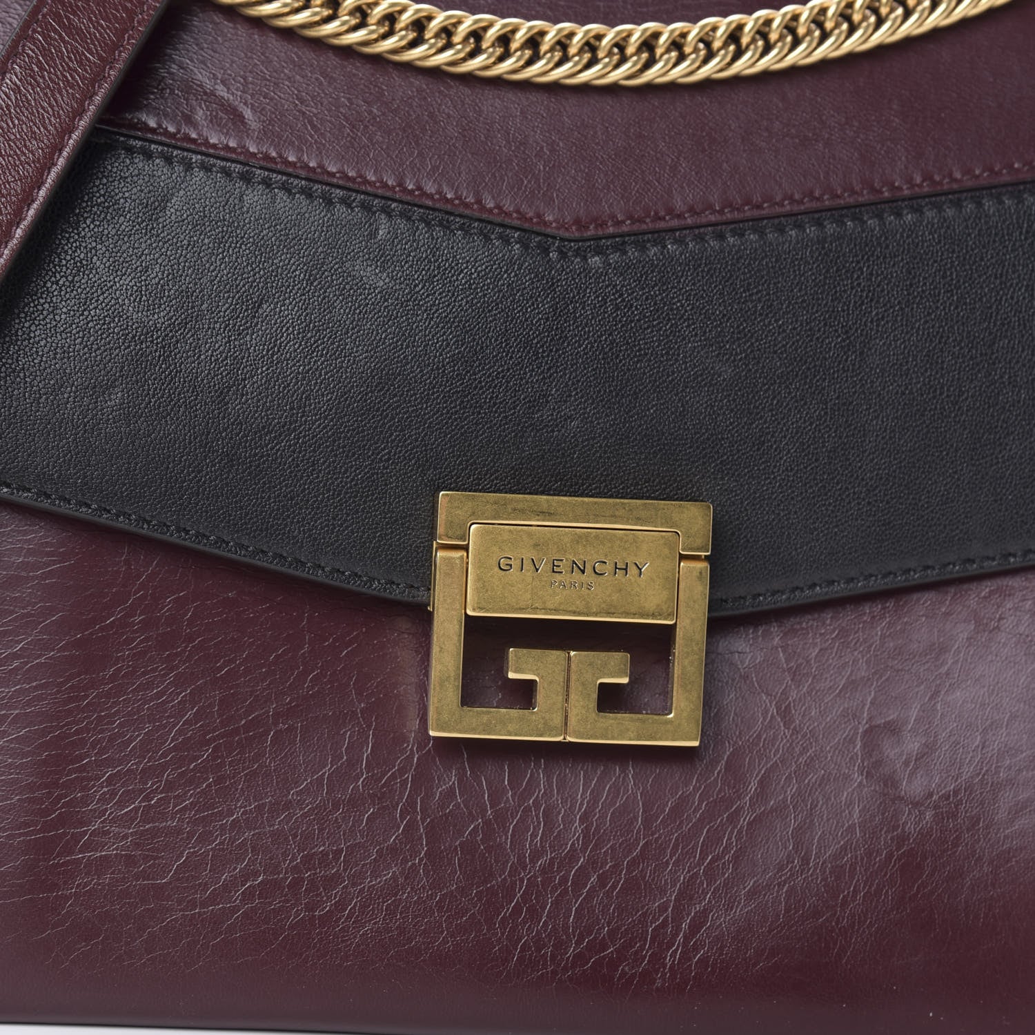 Givenchy Crinkled Patent Calfskin Medium GV3 Flap Black Burgundy 9 of 10