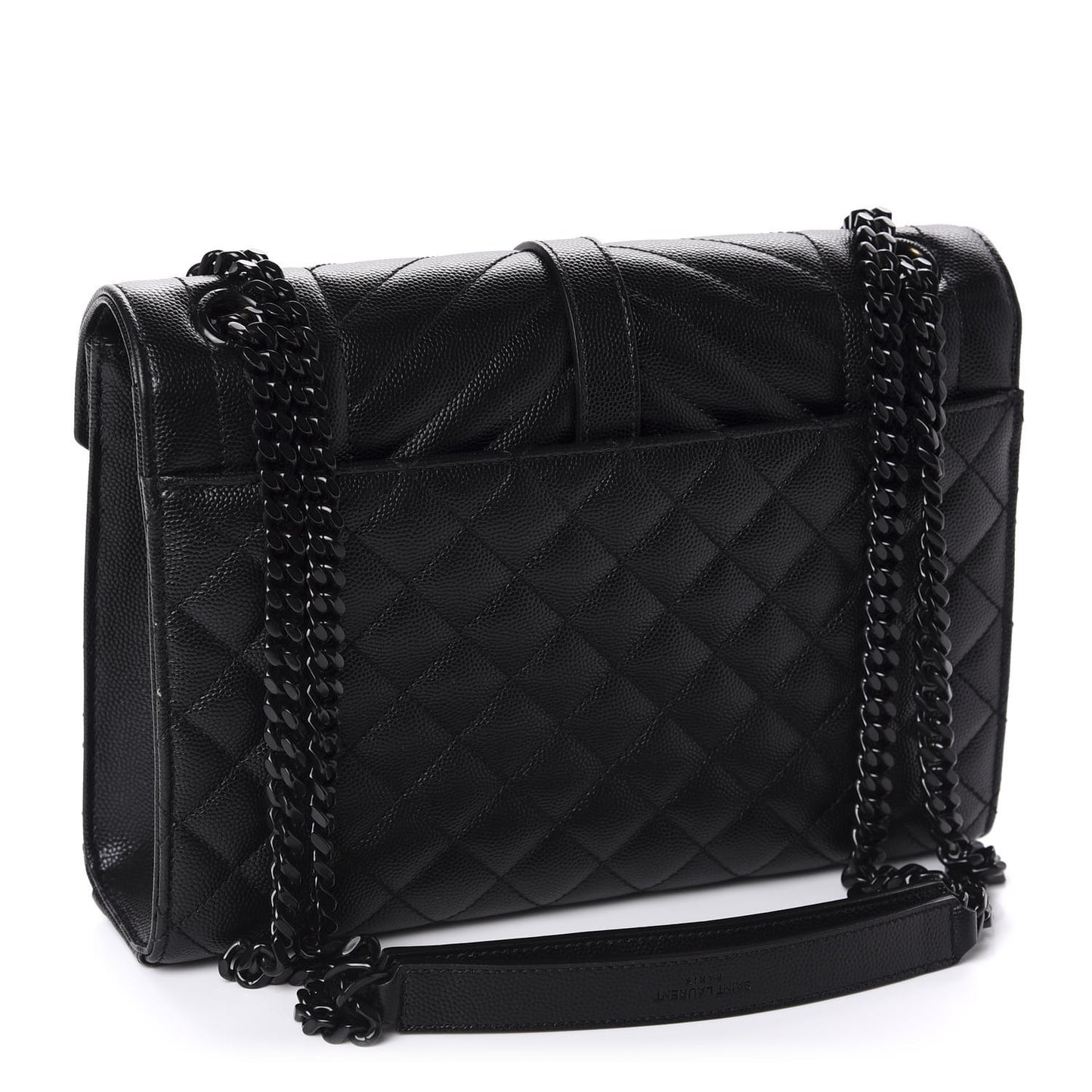 Grain De Poudre Textured Mixed Matelasse Triquilt Medium Monogram Satchel Black