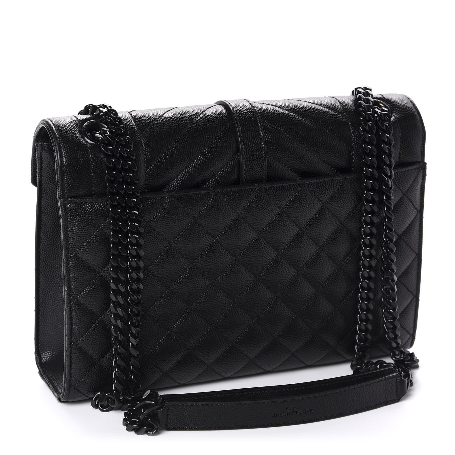 Saint Laurent Grain De Poudre Textured Mixed Matelasse Triquilt Medium Monogram Satchel Black 3 of 10