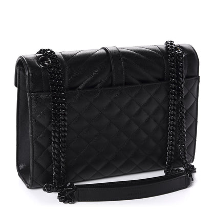 Saint Laurent Grain De Poudre Textured Mixed Matelasse Triquilt Medium Monogram Satchel Black 3 of 10