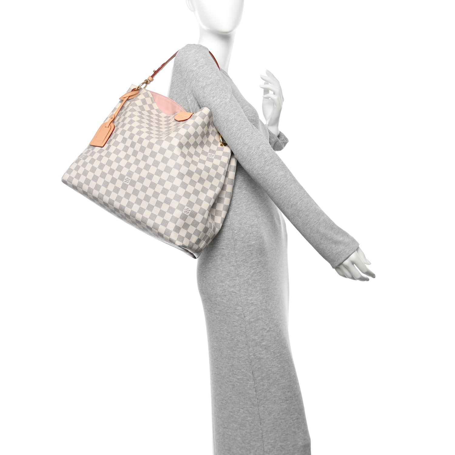 Louis Vuitton Damier Azur Graceful MM Rose Ballerine 2 of 9