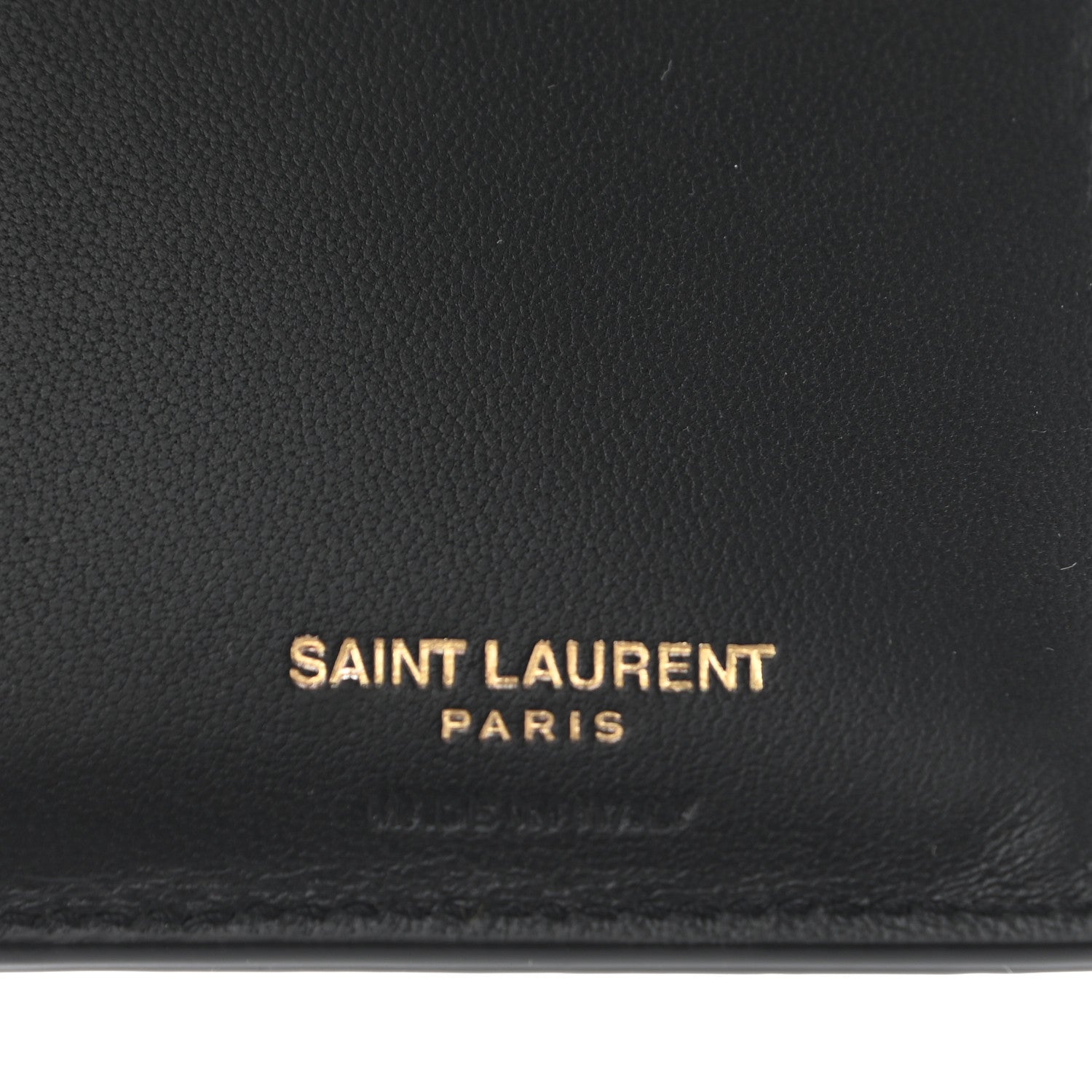 Saint Laurent Calfskin Crocodile Embossed Tiny Monogram Credit Card Wallet Black 6 of 7
