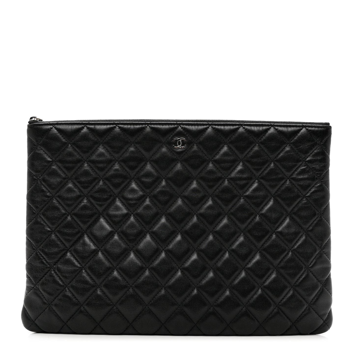 Lambskin Quilted Large Cosmetic Case Black