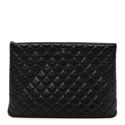 Chanel Lambskin Quilted Large Cosmetic Case Black 1 of 7