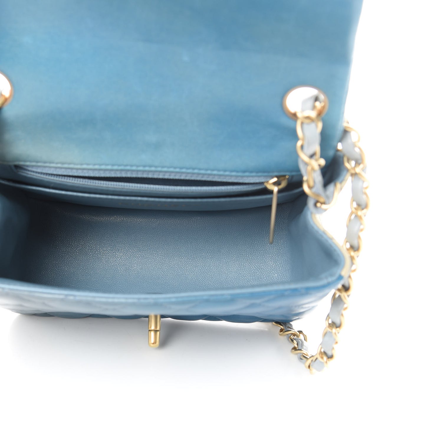 Lambskin Degrade Quilted Mini Square Flap Light Blue