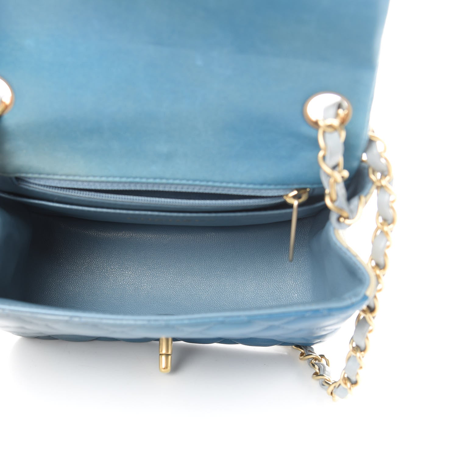 Chanel Lambskin Degrade Quilted Mini Square Flap Light Blue 5 of 16
