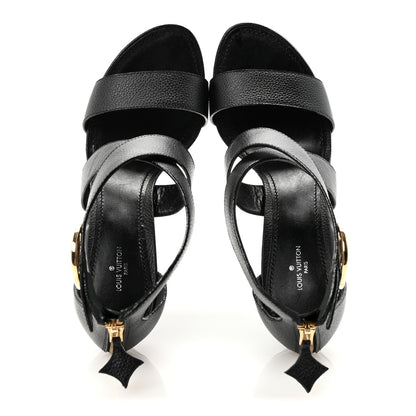 Louis Vuitton Grained Calfskin Horizon Platform Sandals 39.5 Black 2 of 10