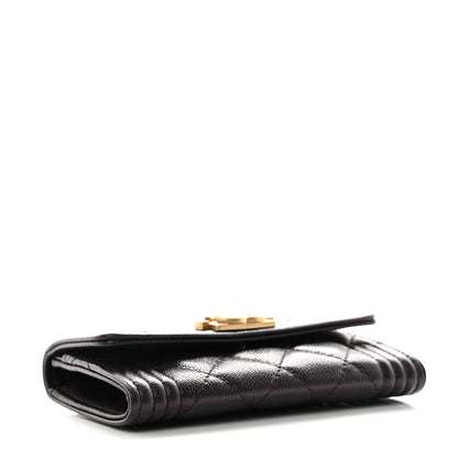 Chanel Caviar Quilted Boy Flap Card Holder Wallet Dark Brown 4 of 9