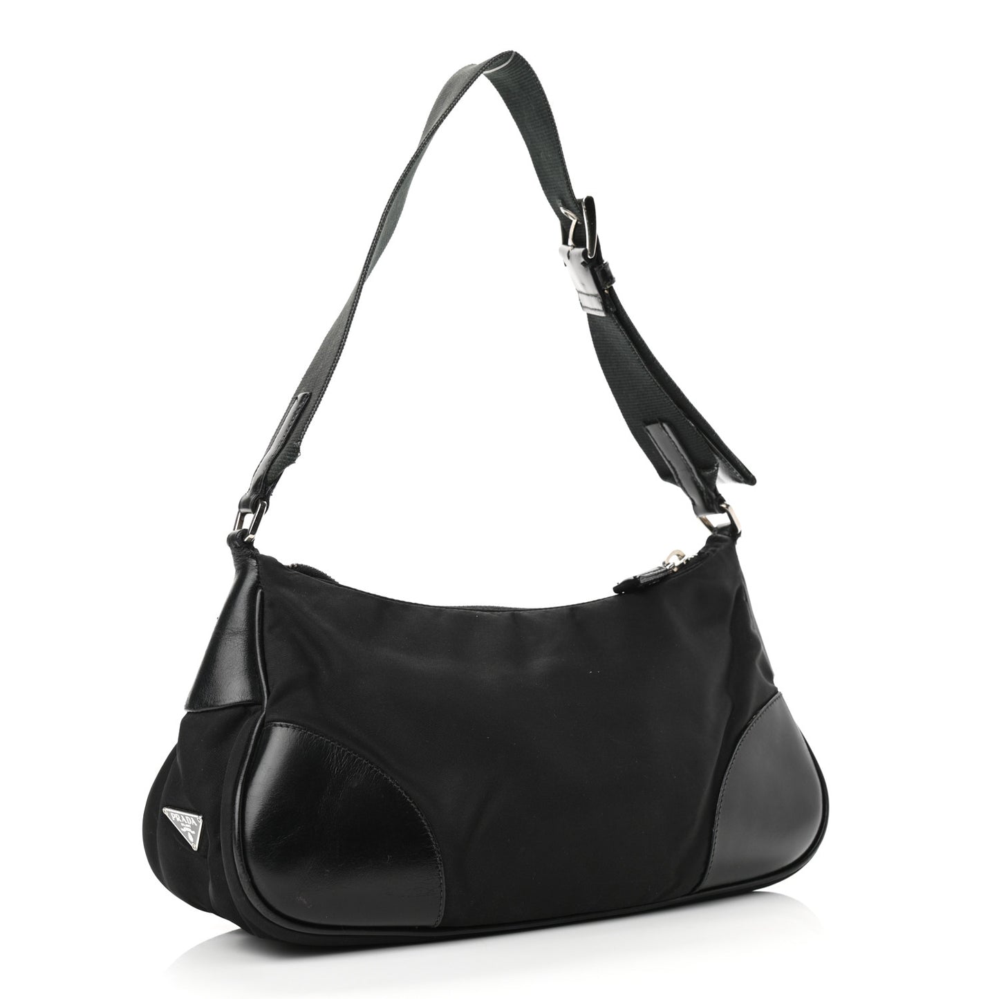 Tessuto Nylon Soft Calf Shoulder Bag Black