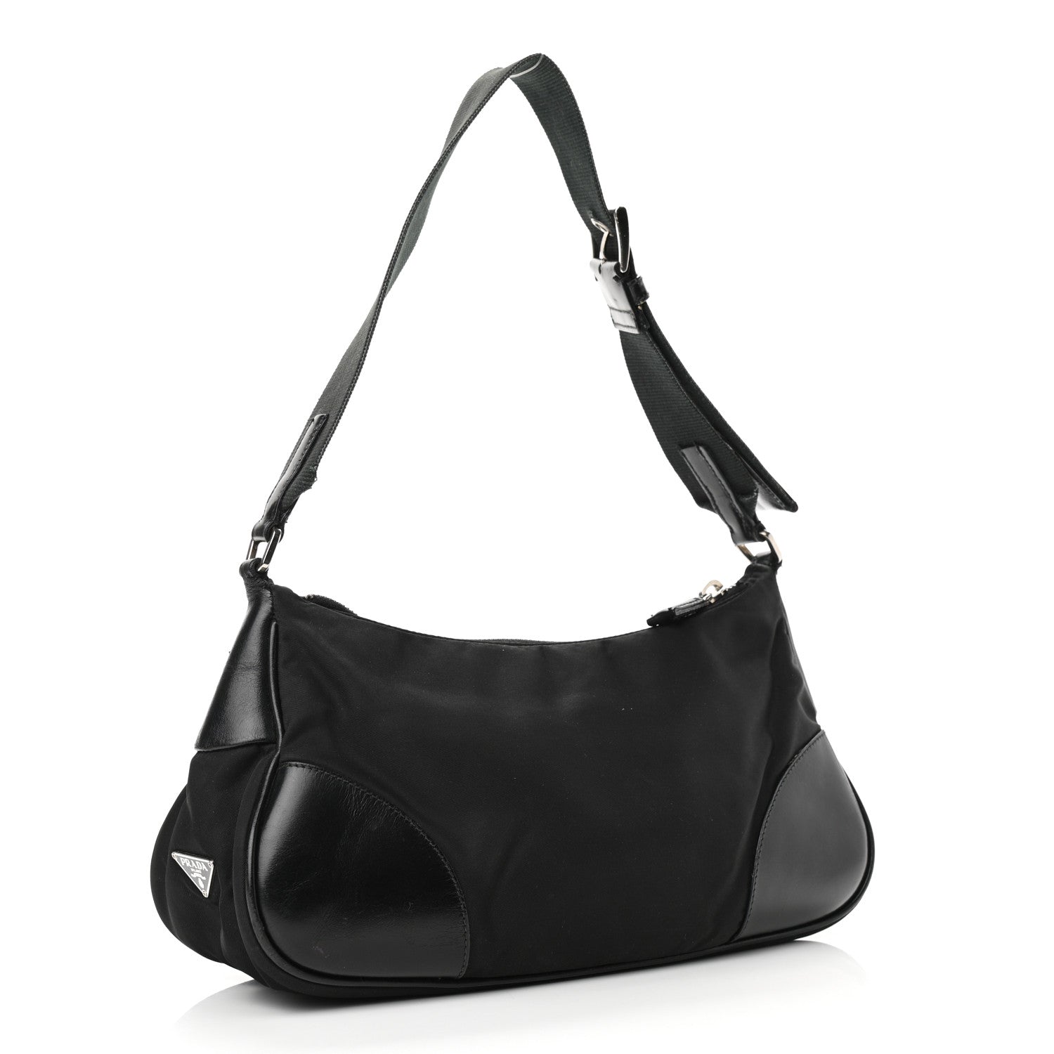Prada Tessuto Nylon Soft Calf Shoulder Bag Black 2 of 15