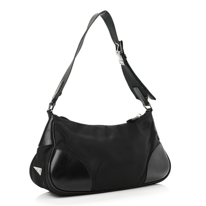 Prada Tessuto Nylon Soft Calf Shoulder Bag Black 2 of 15