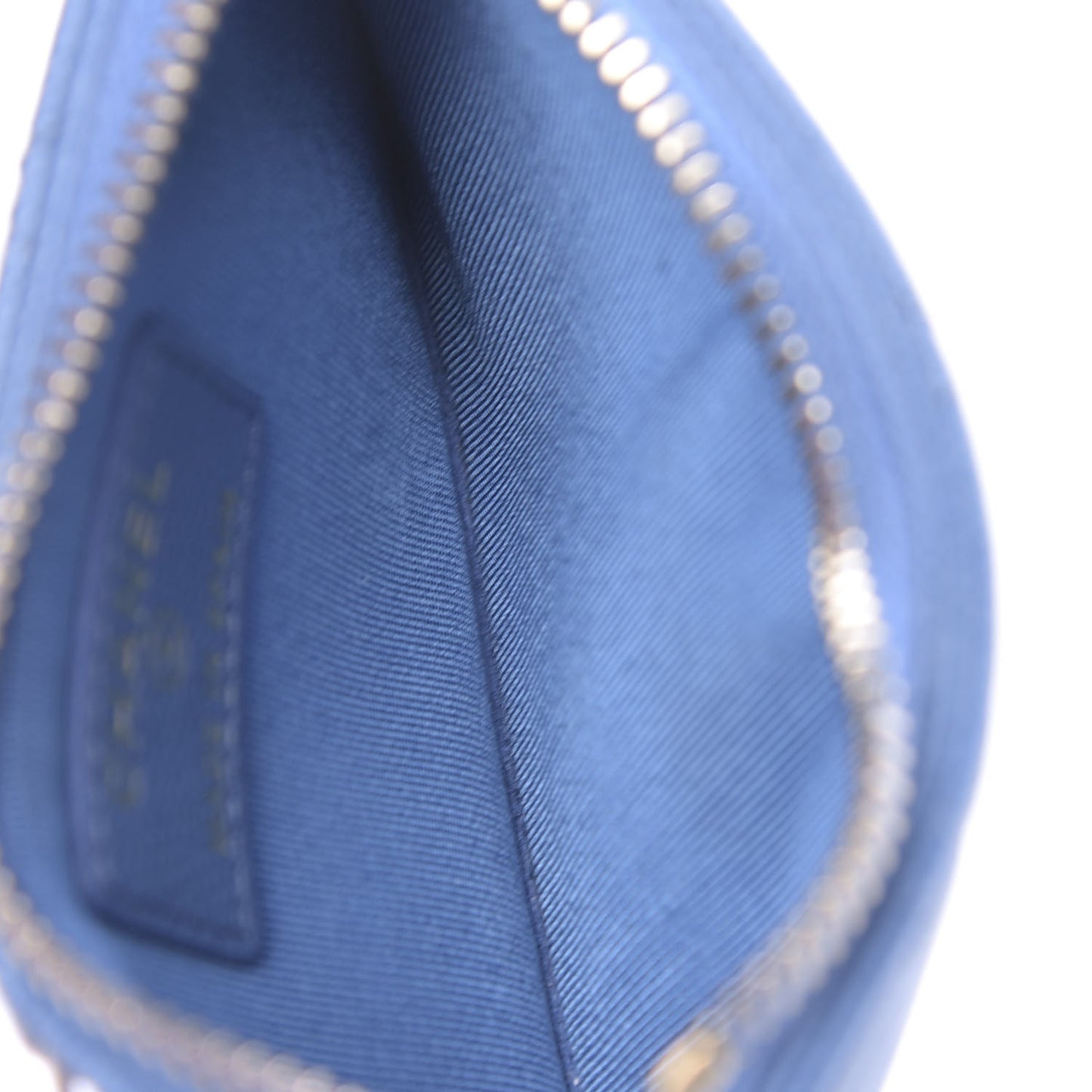 Caviar Quilted Flap Zip Card Holder Blue