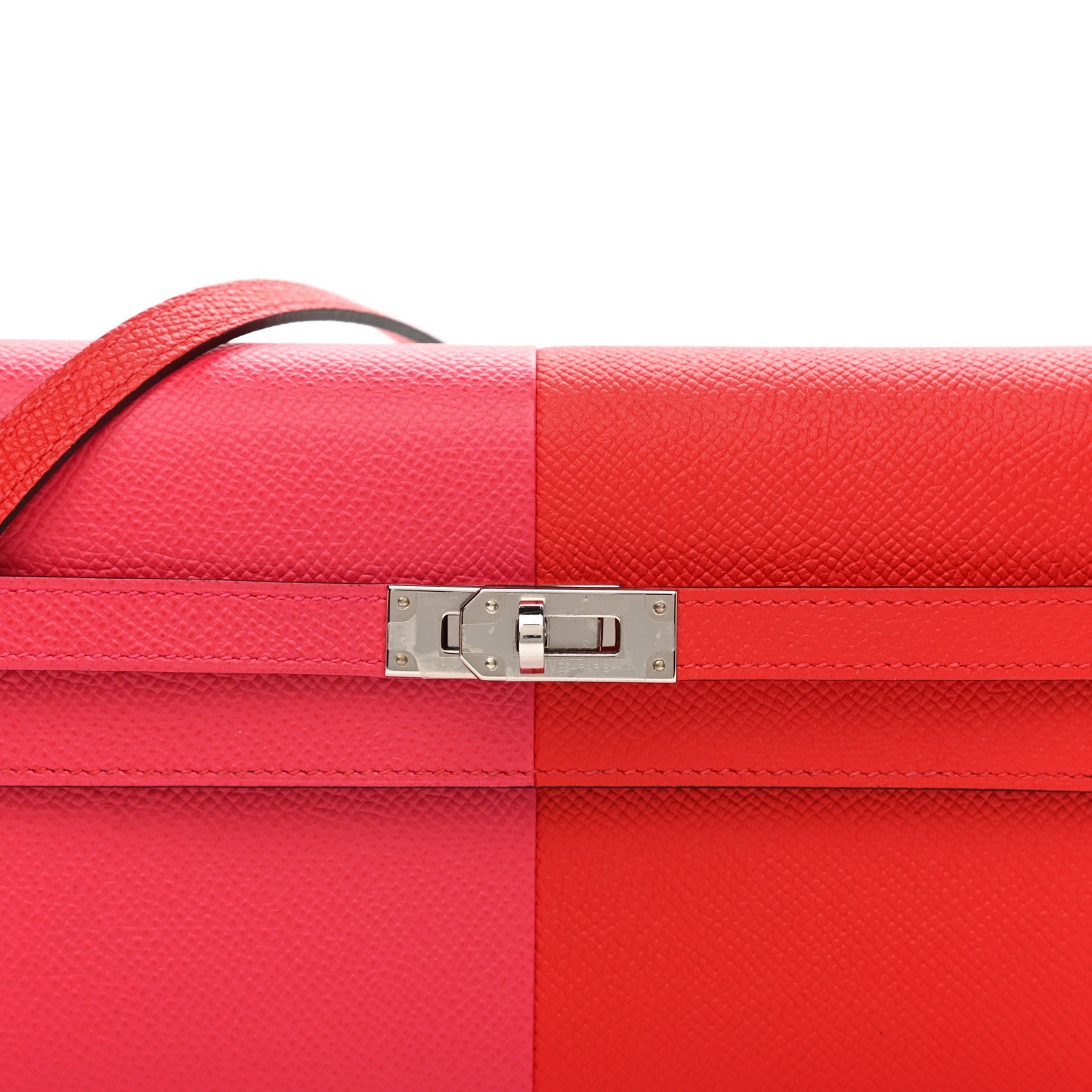 Hermes Epsom Tri-Color Kelly Wallet To Go Rouge De Coeur Rose Extreme Bleu Zanzibar 7 of 10