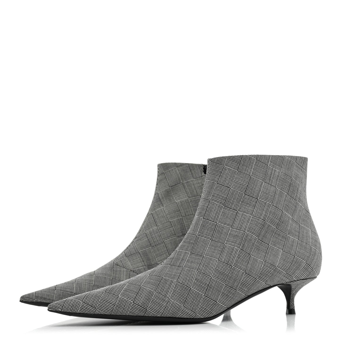 Wool Checked Knife Pointy Toe Boots 40