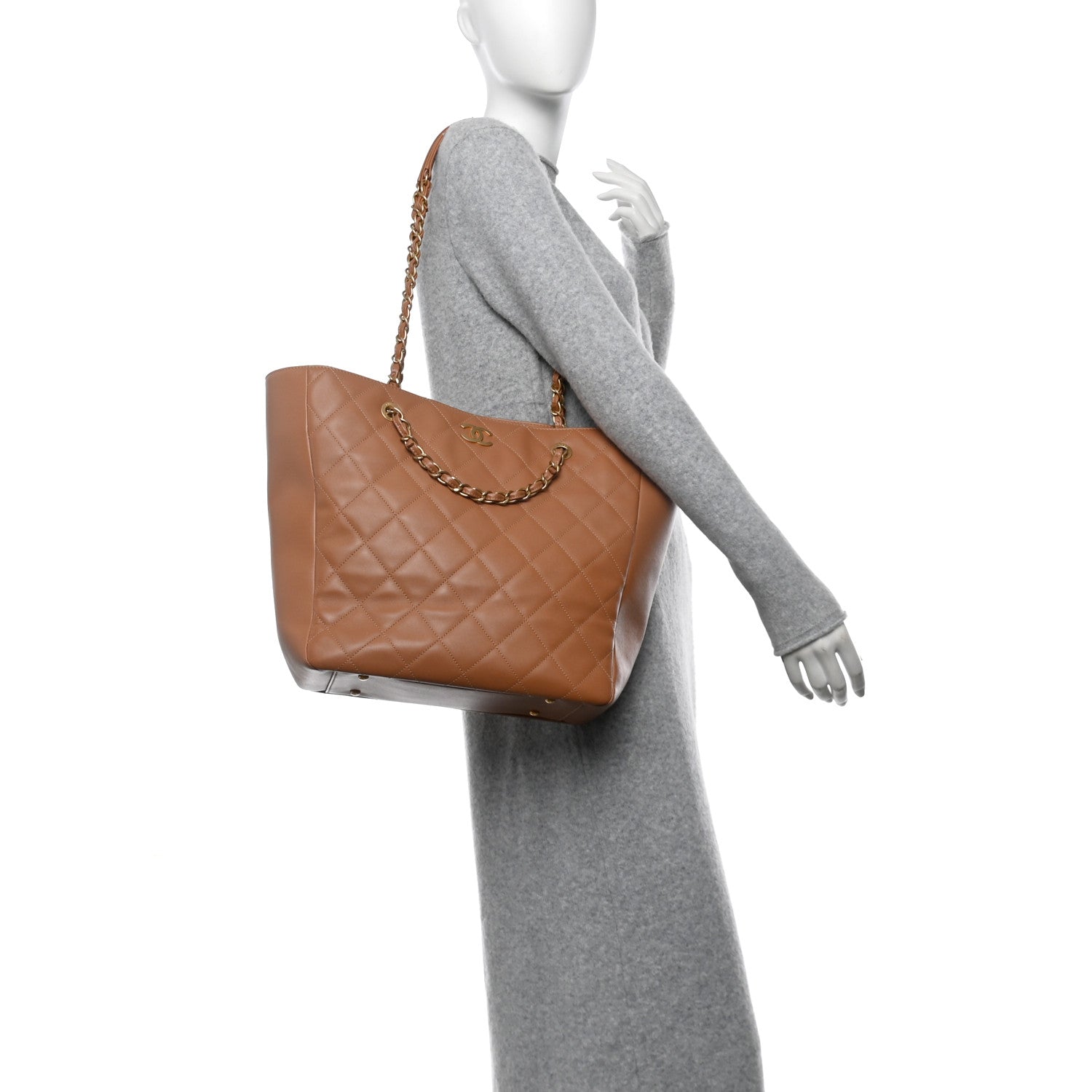 Chanel Calfskin Stitched Large Shopping Bag Brown 2 of 10