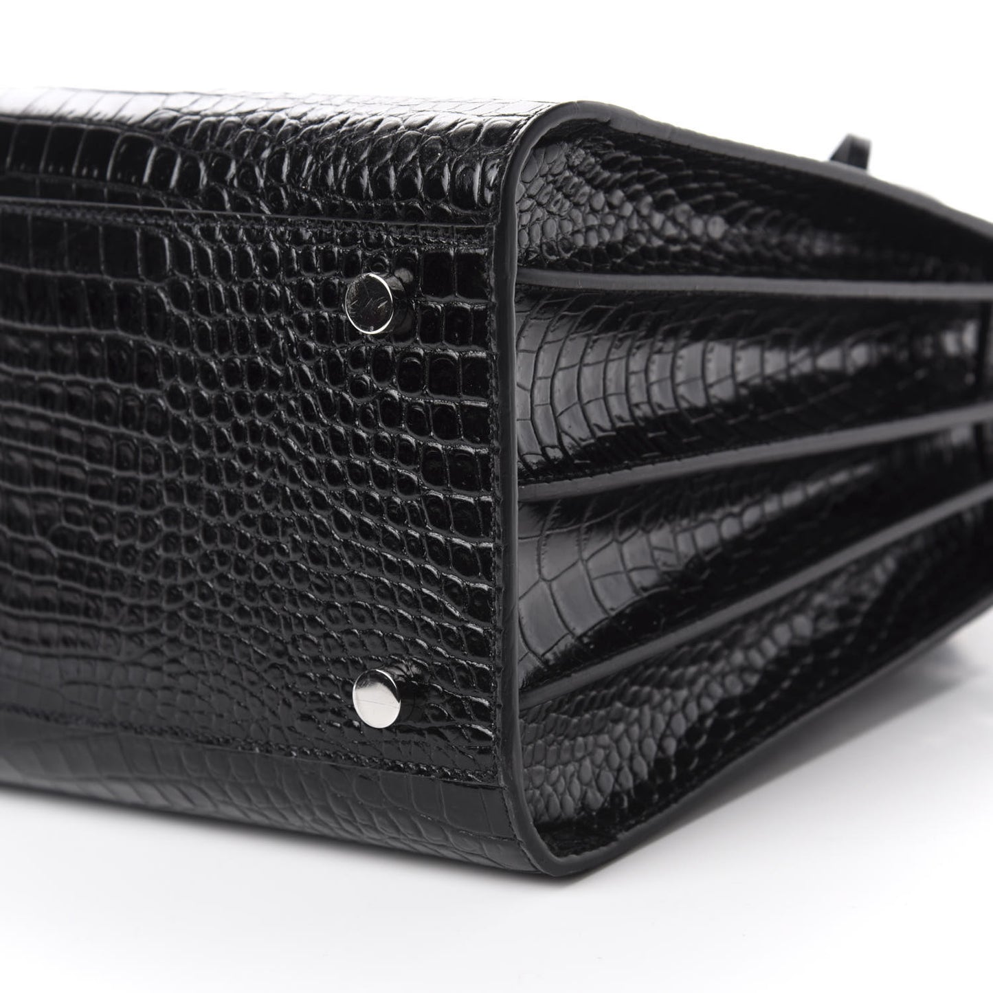 Calfskin Crocodile Embossed Small Sac de Jour Black