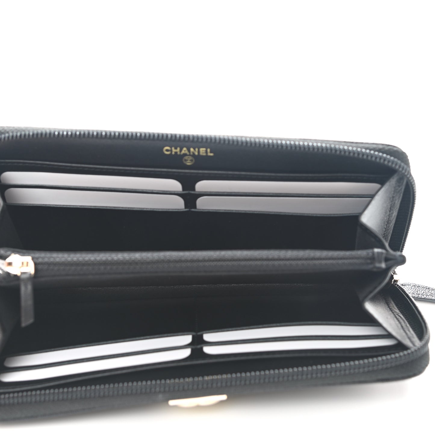 Caviar Quilted Boy Long Zip Around Wallet Black