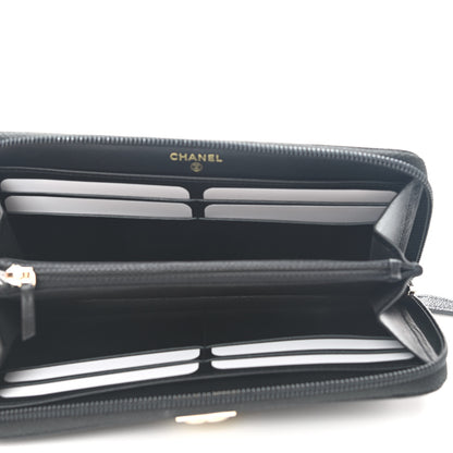 Chanel Caviar Quilted Boy Long Zip Around Wallet Black 5 of 9