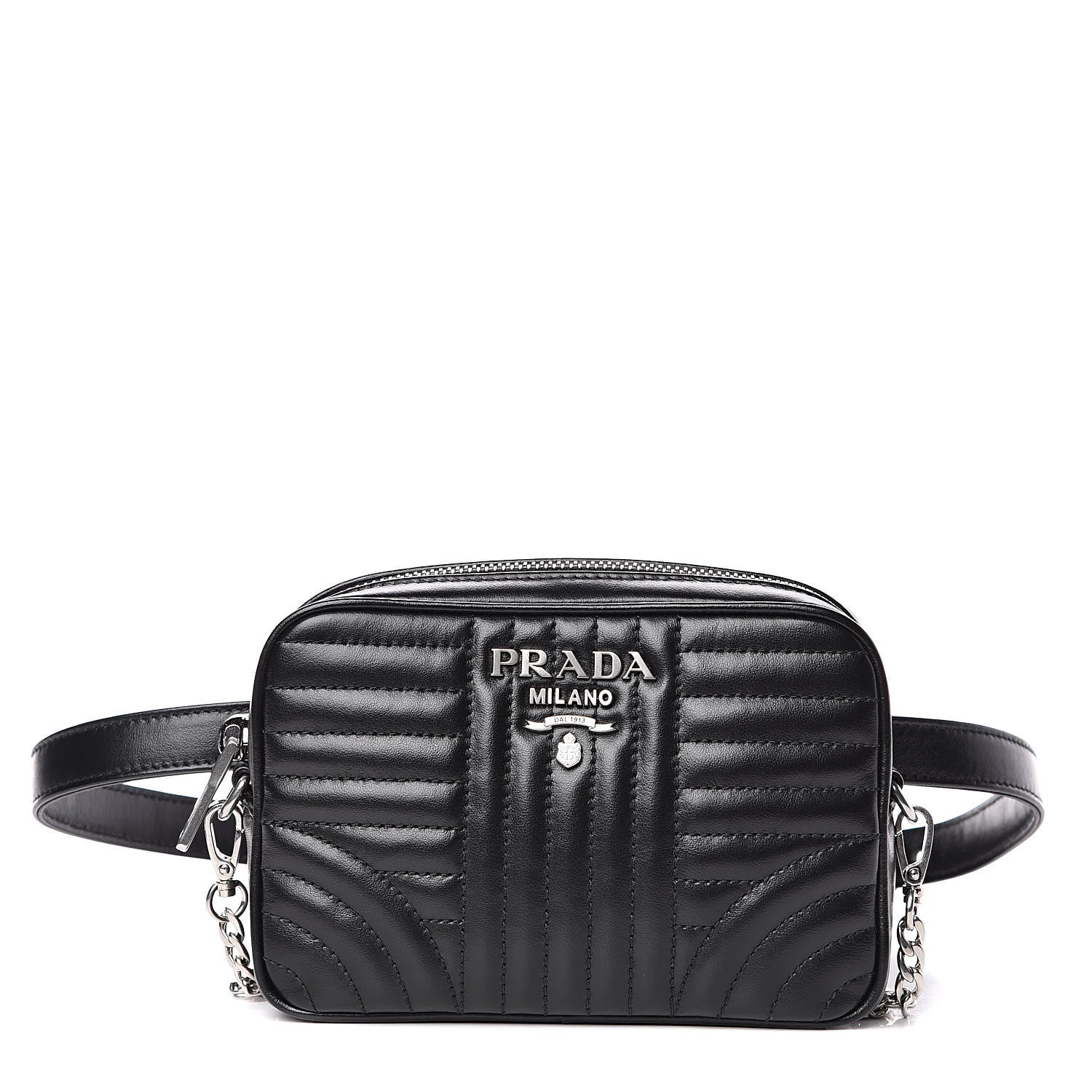 Prada Soft Calfskin Impunture Diagramme Belt Bag Black 1 of 9