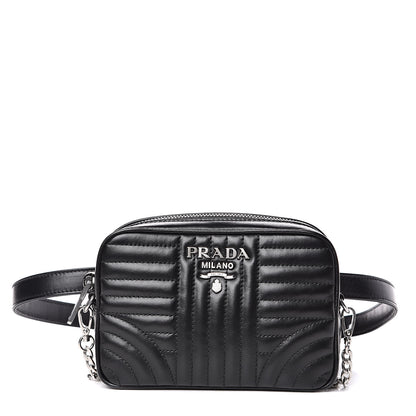 Prada Soft Calfskin Impunture Diagramme Belt Bag Black 1 of 9