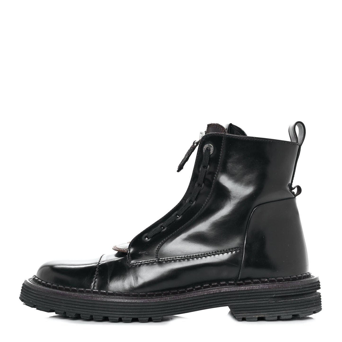 Glazed Calfskin Mens Biker Boots 8 Brown Black