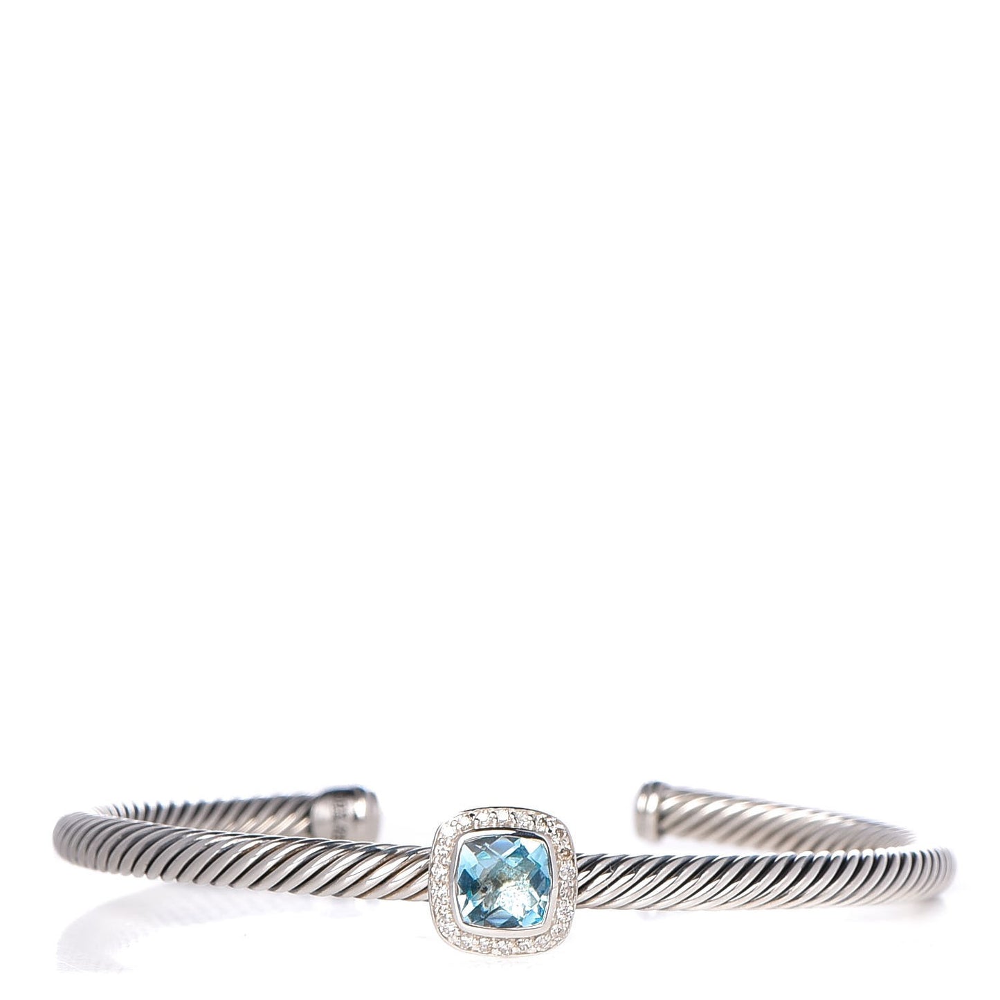 Sterling Silver Diamond Blue Topaz 4mm Noblesse Cable Bracelet