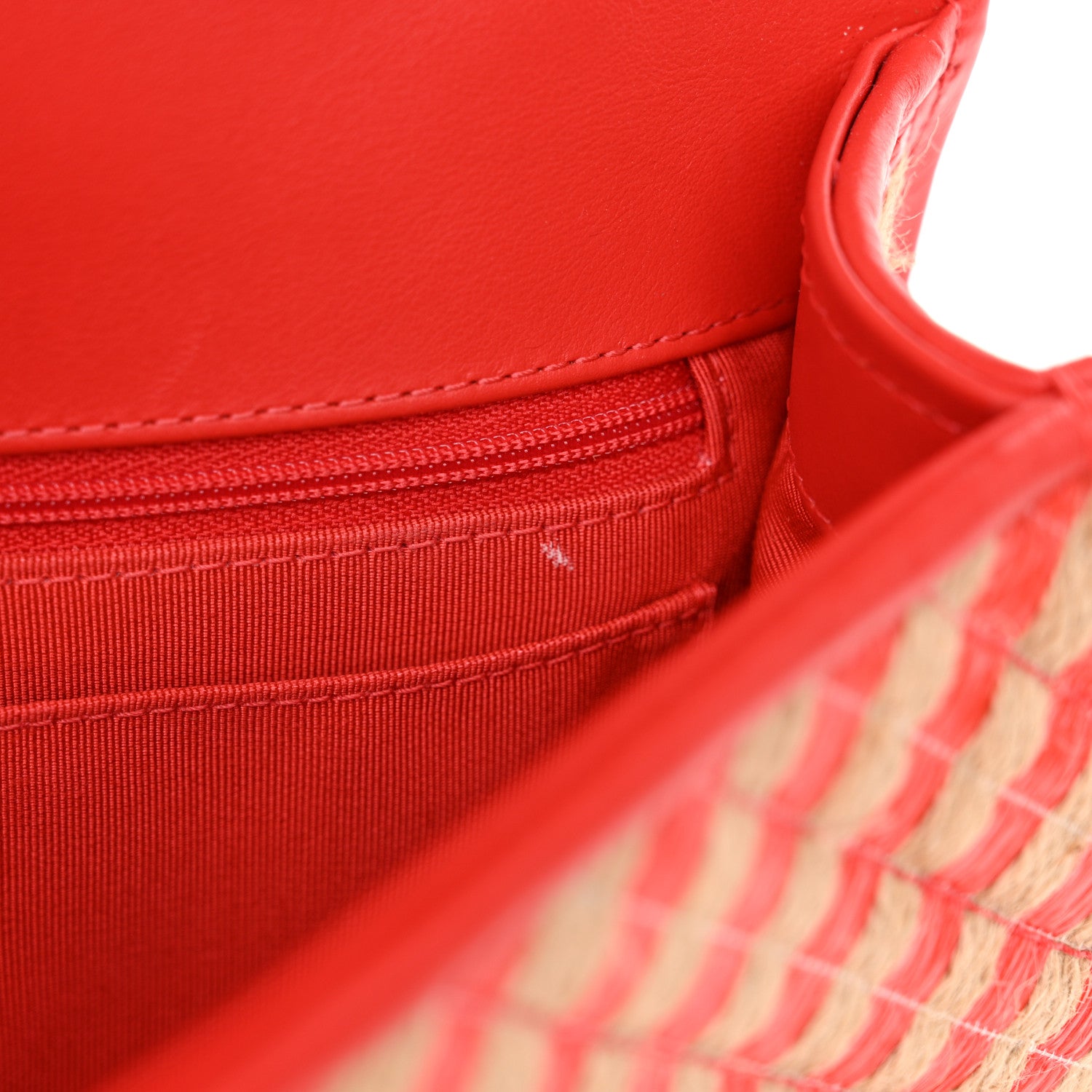 Chanel Raffia Jute Striped Medium Urban Jungle Single Flap Red 12 of 14