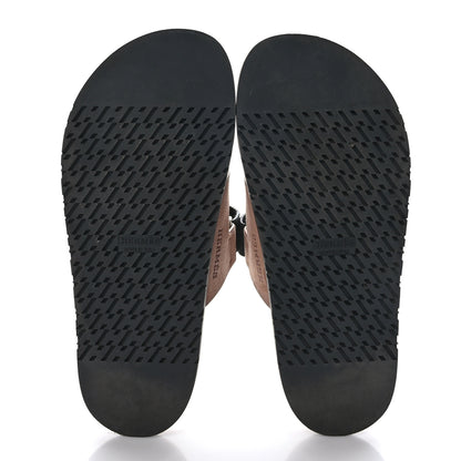 Hermes Suede Goatskin Womens Chypre Sandals 39 Rose Perle Black 5 of 9