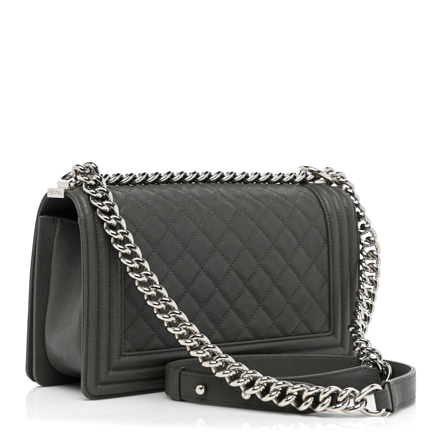 Caviar Quilted Medium Boy Flap Grey