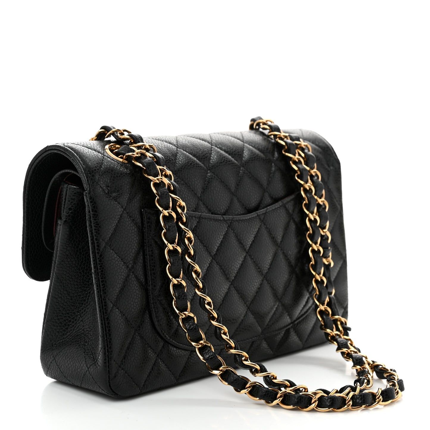 Caviar Quilted Small Double Flap Black