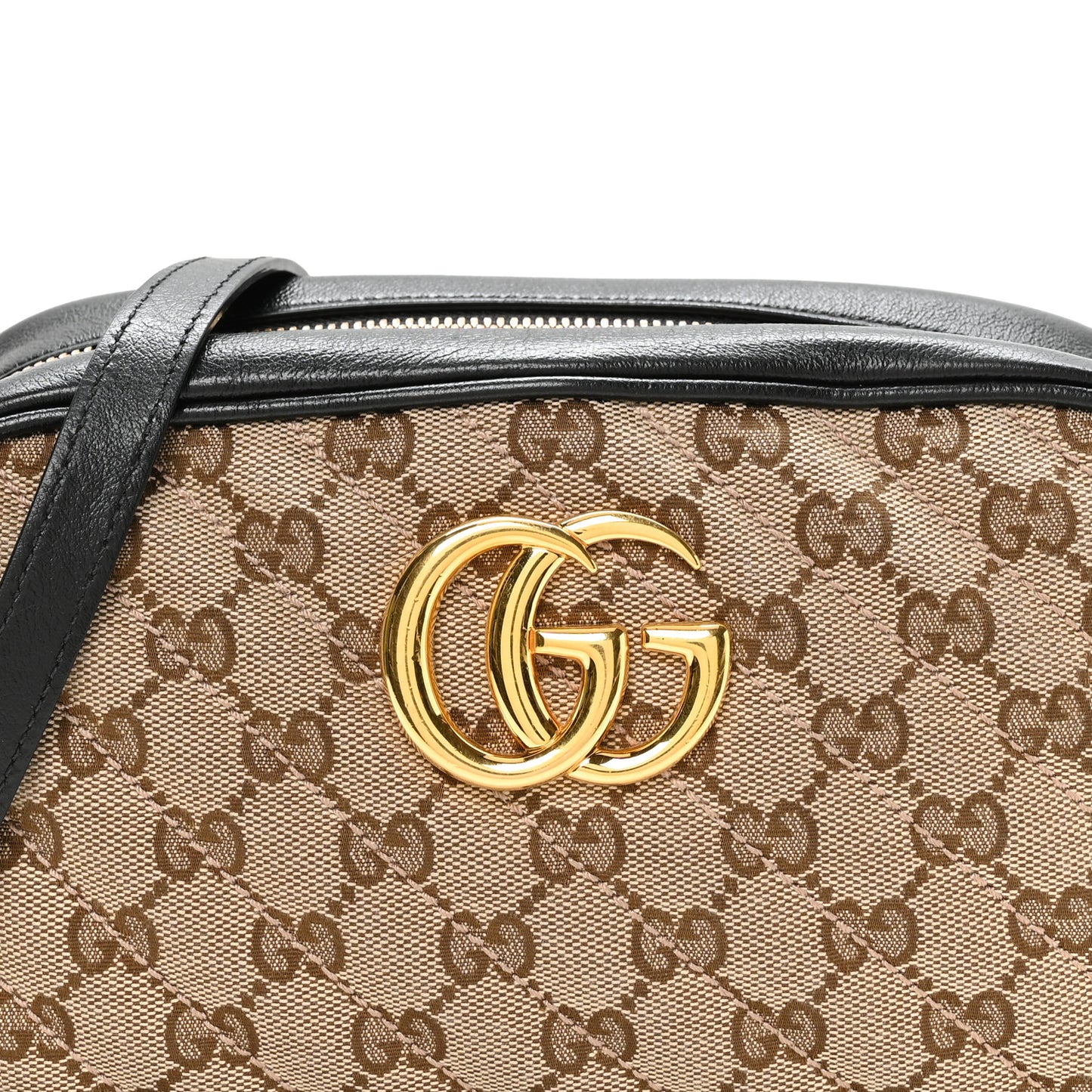 Monogram Matelasse Diagonal Small GG Marmont Chain Shoulder Bag Beige Black