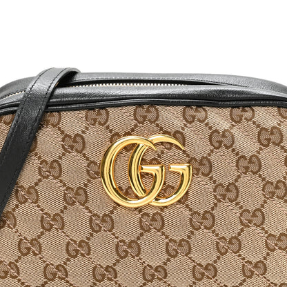 Gucci Monogram Matelasse Diagonal Small GG Marmont Chain Shoulder Bag Beige Black 7 of 10