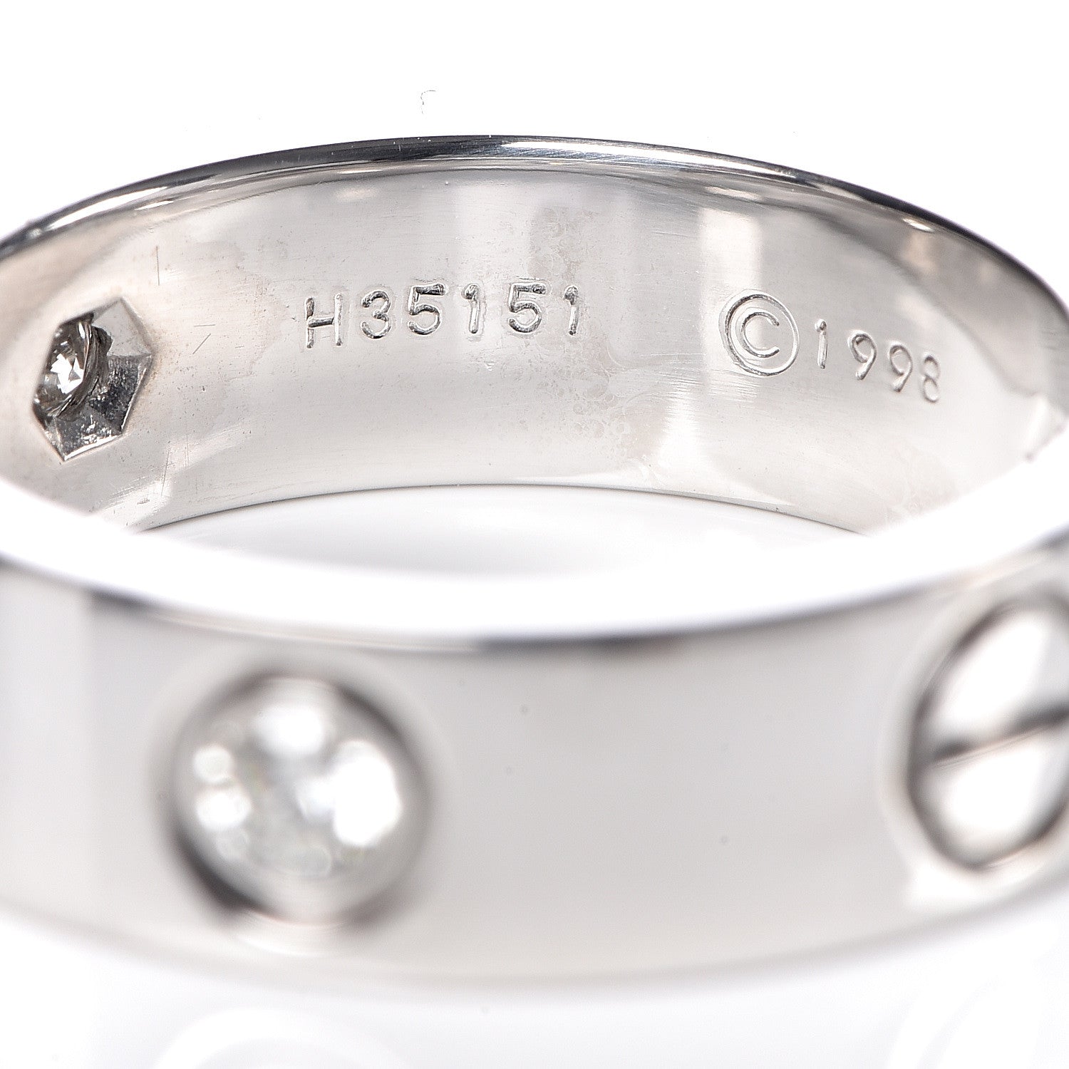 Cartier 18K White Gold 3 Diamond 5.5mm LOVE Ring 52 6 4 of 6