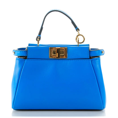 Fendi Shiny Nappa Micro Peekaboo Iconic Satchel Blue Royal 1 of 9