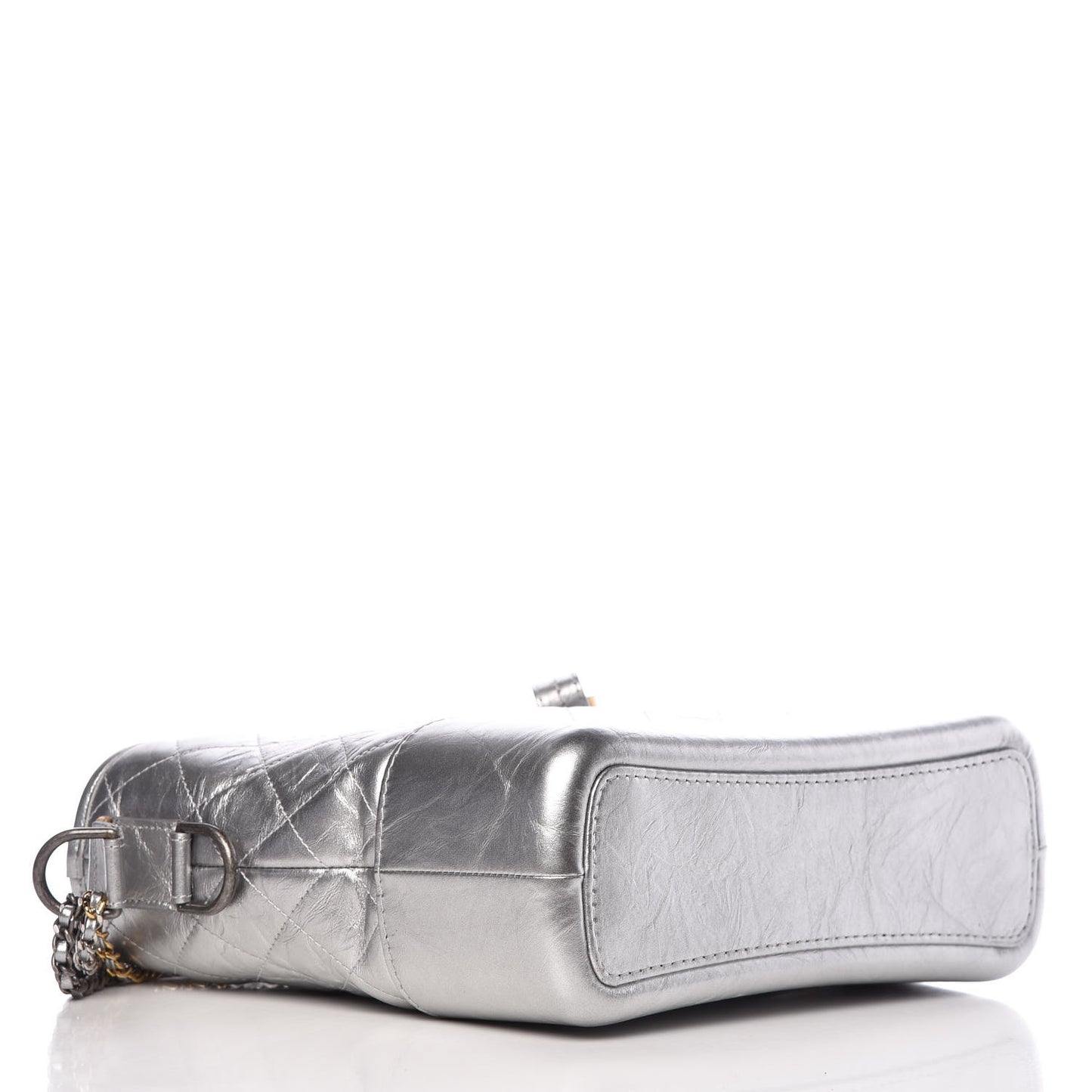 Metallic Lambskin Calfskin Quilted Medium Gabrielle Hobo Silver