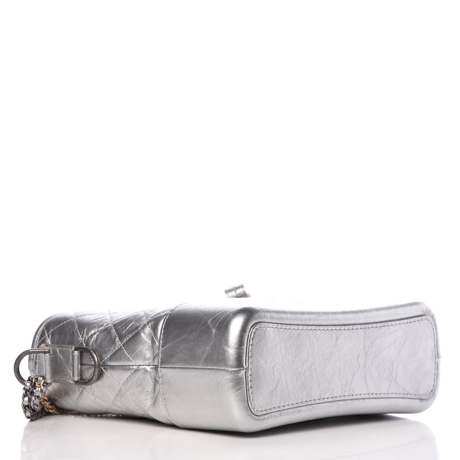 Chanel Metallic Lambskin Calfskin Quilted Medium Gabrielle Hobo Silver 4 of 10